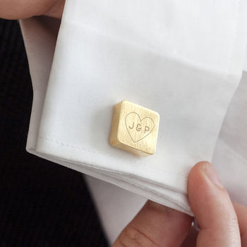 Wedding Couples Heart Personalised Square Cufflinks, 12 of 12