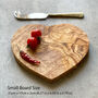 Personalised Heart Shaped Olive Wood Cheeseboard, thumbnail 4 of 5