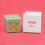 Monopoly Roll The Dice Mint Green And Orange Pillar Candle, thumbnail 1 of 4