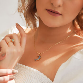 Aylin Abalone Shell Moon Necklace | 14 K Gold Plated, 9 of 10