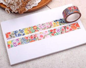 Multi Coloured Floral Washi Tape Roll Eco Friendly Paper Masking Tape, 2 of 2