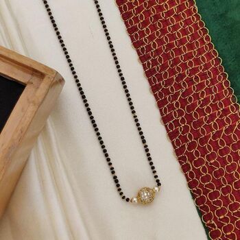 Indian Gold Plated Black Bead Mangalsutra Nazaria Necklace, 2 of 4