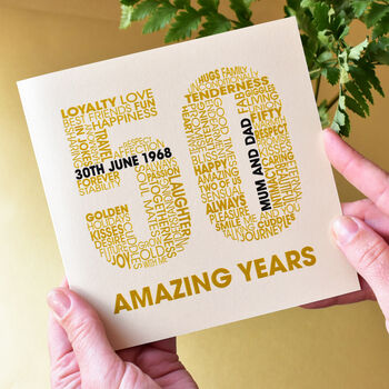 Personalised Golden 50th Wedding Anniversary Card, 4 of 5