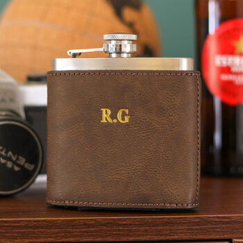 Personalised Foiled Leather Hip Flask Birthday Gift, 3 of 5
