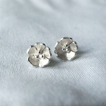 Sterling Silver Blossom Flower Earrings, 2 of 4