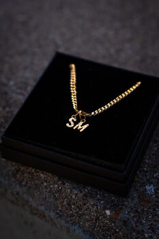 Mini Vintage Gold Hammered Initial Necklace For Men, 12 of 12