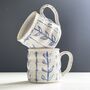 Big Huggable Mug With Blue And White Abstract Floral Hand Painted Design, thumbnail 5 of 12