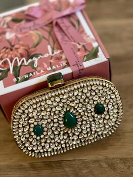 Madrid Brass And Kundan Clutch, 5 of 6