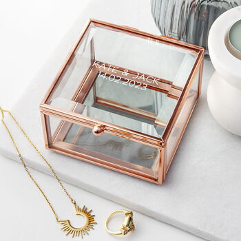 Personalised Rose Gold Plated Glass Trinket Box, 5 of 5