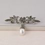 Marcasite Scroll Pearl Brooch, thumbnail 2 of 8