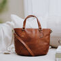 Leather Handbag, Crossbody Shoulder Bag Tan, thumbnail 1 of 6