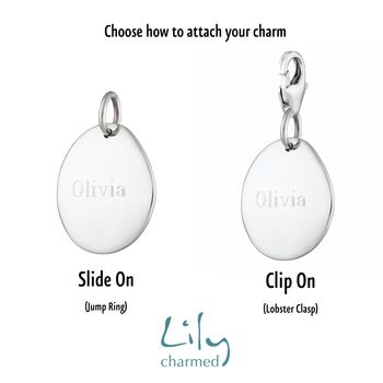 Engraved Sterling Silver Medium Pebble Charm, 5 of 8