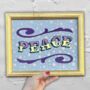 'Peace' Gold Leaf Circus Style Lettering Artwork, thumbnail 4 of 9