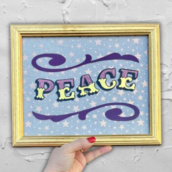 'Peace' Gold Leaf Circus Style Lettering Artwork, 4 of 9