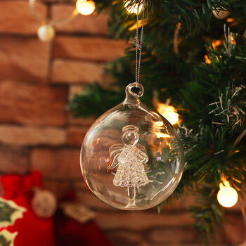 G Decor Set Of Two Glass Angel Christmas Tree Baubles, 2 of 9