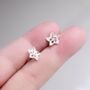 Silver Flower Studs, Minimalistic Stud Earrings, Small Studs, thumbnail 1 of 7