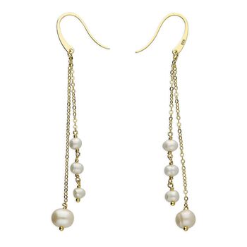 Elara 18ct Gold Plate Pearl Drop Earrings, 2 of 3