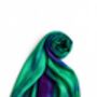 100% Mulberry Silk Scarf, Emerald Green Purple, Aurora Borealis, thumbnail 10 of 10