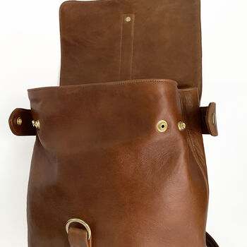 Caramel Tan Leather Backpack Medium, 3 of 5