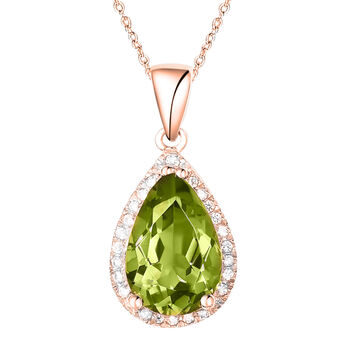 Peridot 18k Rose Gold Plated Pear Drop Necklace, 3 of 5