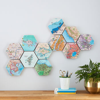 Custom Map Location Hexagon Collectible Wall Block Art, 5 of 12