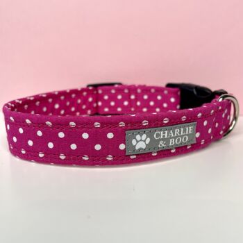 Pink Polka Dot Dog Collar And Lead/Leash Set, 2 of 9