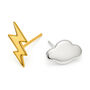 Mismatched Sterling Silver And Gold Lightning And Cloud Stud Earrings – 10mm X 6mm, thumbnail 5 of 5