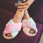 Blossom Faux Fur Slippers Pastel Rainbow, thumbnail 1 of 5