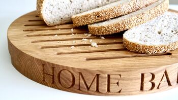 Personalised Oak Circular Bread Board, 7 of 9