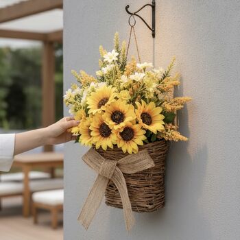 Spring Sunflower Basket Door Wreath, 5 of 6