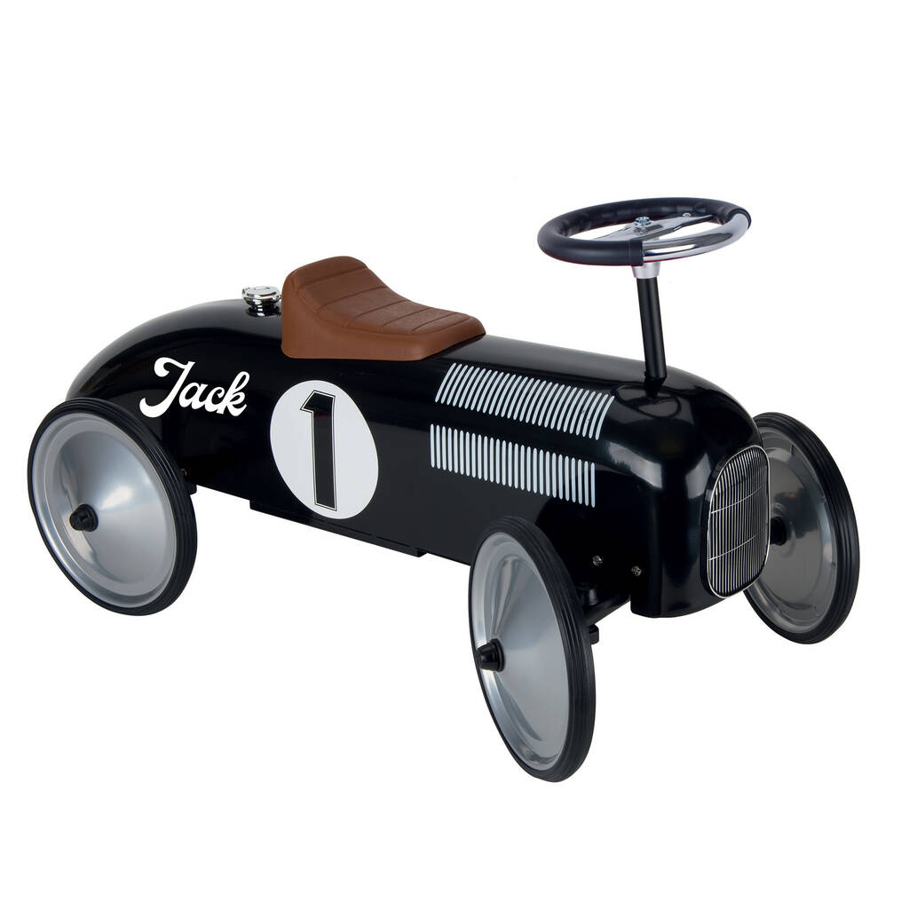 Personalised Black Vintage Style Ride On Car For Kids