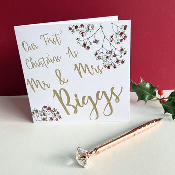 Our First Christmas As Mr And Mrs Greetings Card, 4 of 6