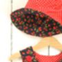 Reversible Pinafore Dress Cotton Spotty Strawberry, thumbnail 7 of 9
