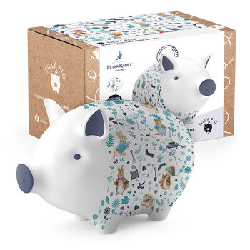 Tilly Pig Peter Rabbit And Friends Blue Piggy Bank, 6 of 12