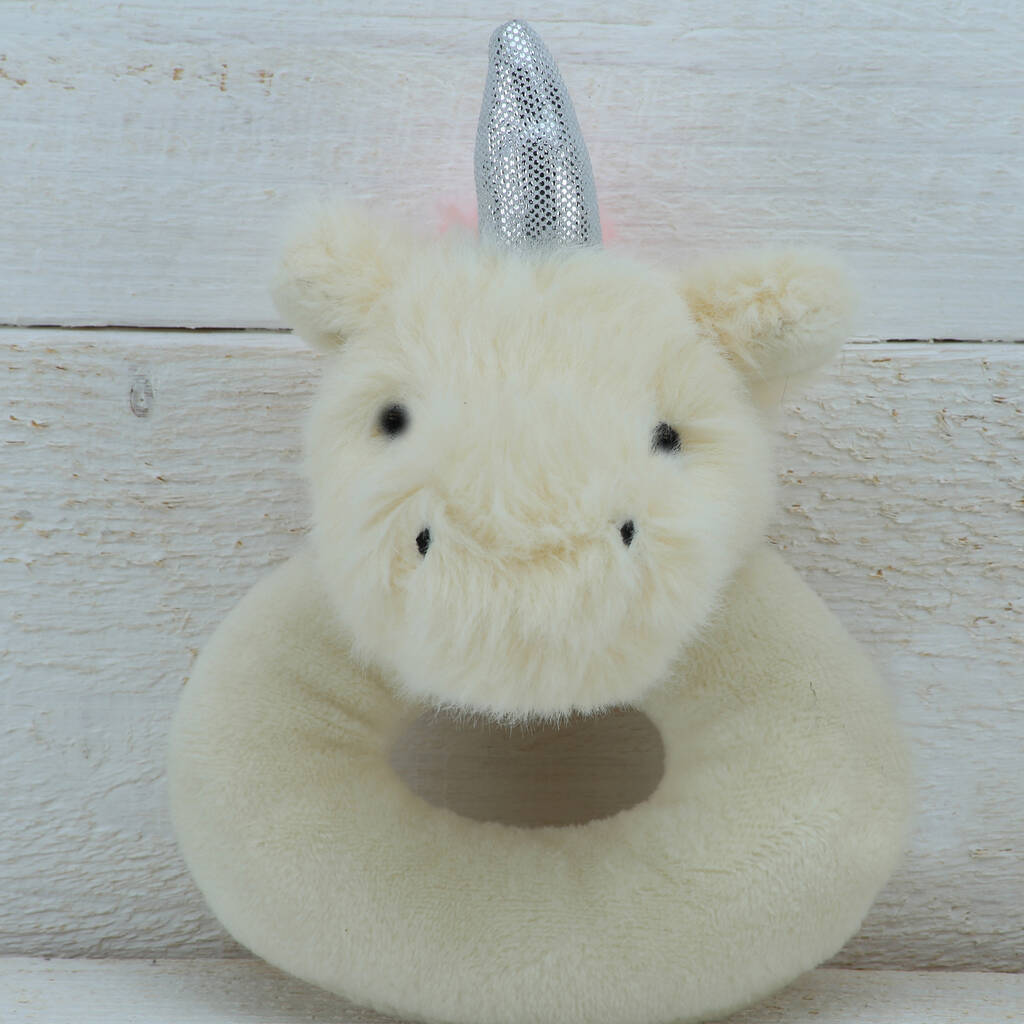 Unicorn Personalised Baby Rattle, From Birth, Boxed By Jomanda Soft