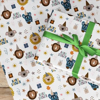 Baby Shower Boys Gift Wrapping Paper Roll Or Folded, 3 of 3