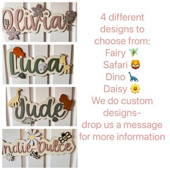 Large Wooden Name Sign For Kids Bedroom Personalised, 6 of 12