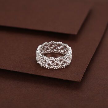 Sterling Silver Lace Filigree Band Ring, 5 of 12