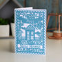 Happy New Home Printed Teal Card A6, thumbnail 1 of 2