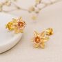 Gold Plated Sterling Silver March Birth Flower Daffodil Stud Earrings, thumbnail 1 of 4