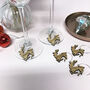Personalised Five Christmas Reindeer Wine Glass Charms, thumbnail 1 of 8