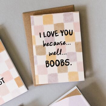 Funny Boobs Card For Wife, Girlfriend Or New Mum, 3 of 3