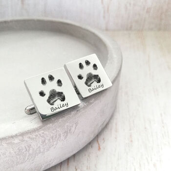 Stainless Steel Engraved Square Cufflinks With Prints, 2 of 5