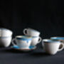 Blue Set Of Six Handmade Porcelain Tea Cup With Saucer, thumbnail 3 of 10