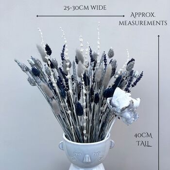 Grey And Navy Dried Flower Arrangement With Vase, 3 of 5
