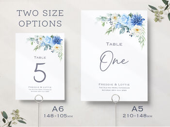 Blue Floral Wedding Table Numbers, 3 of 4
