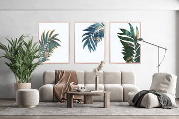 Metallic Green Tropical Gold Palm Leaf Wall Art Print, 3 of 6