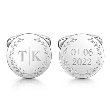 Special Initials And Date Cufflinks | Groom's Party Wedding Gift, 2 of 7