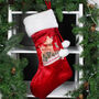 Personalised Festive Fawn Luxury Red Stocking, thumbnail 1 of 3