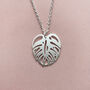 Silver Plated Monstera Leaf Necklace, thumbnail 3 of 4